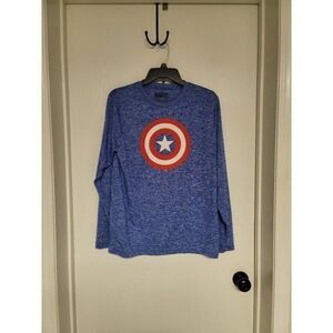 ~ kids blue long sleeve athletic feel marvel captain america shield shirt